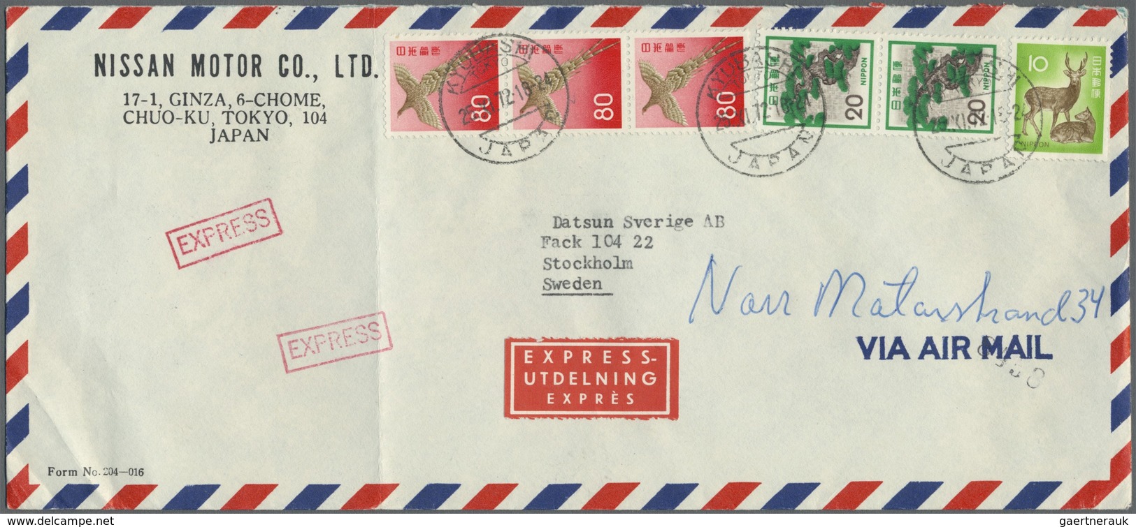 Br/GA/ Japan: 1950/90 (ca.), about 200 covers/used ppc/few used stationery, all gone to abroad, inc. regist