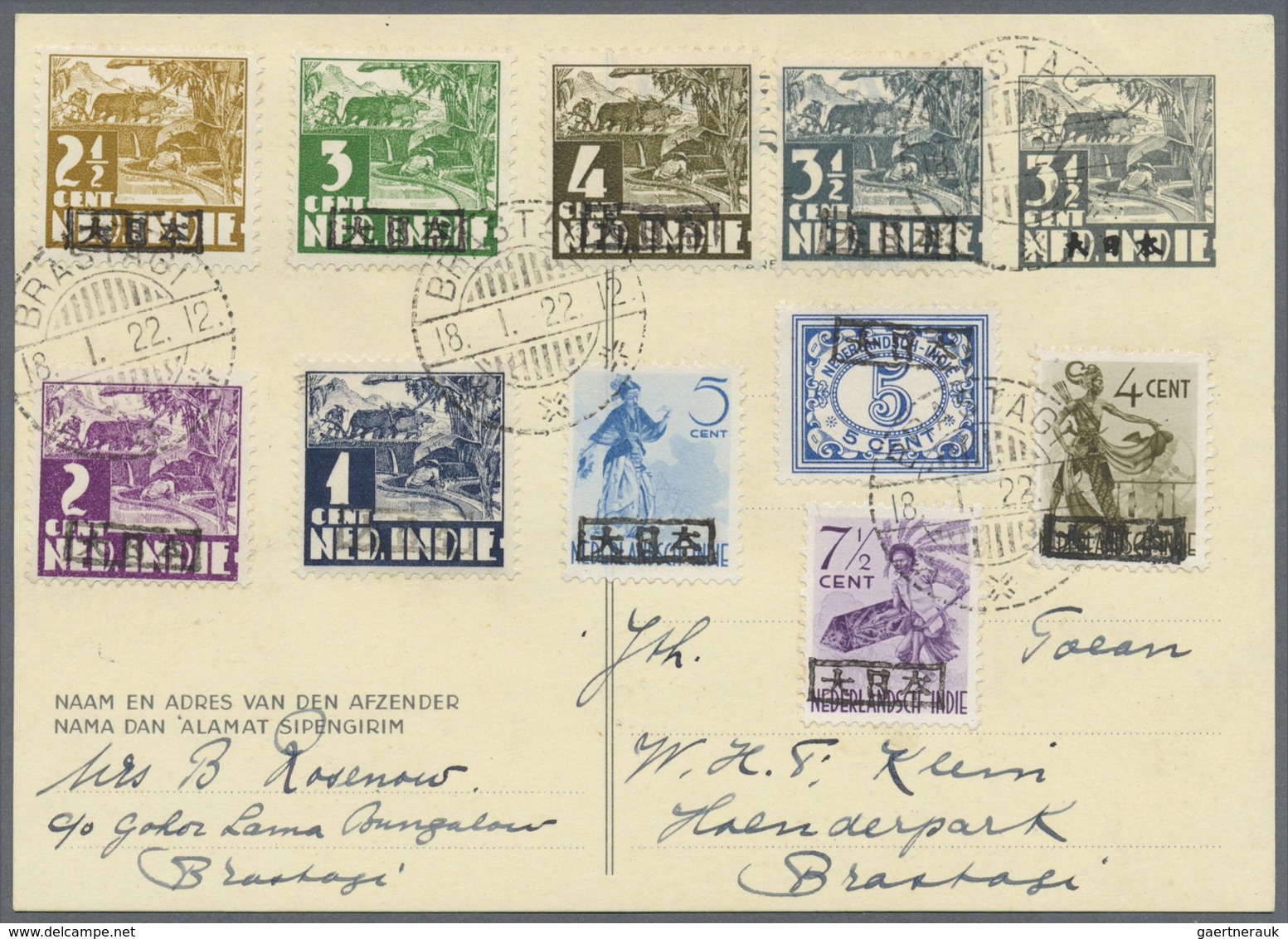 Br/GA Japanische Besetzung WK II: 1942/45, covers/stationery (70+) plus some MNH units of due stamps Navy