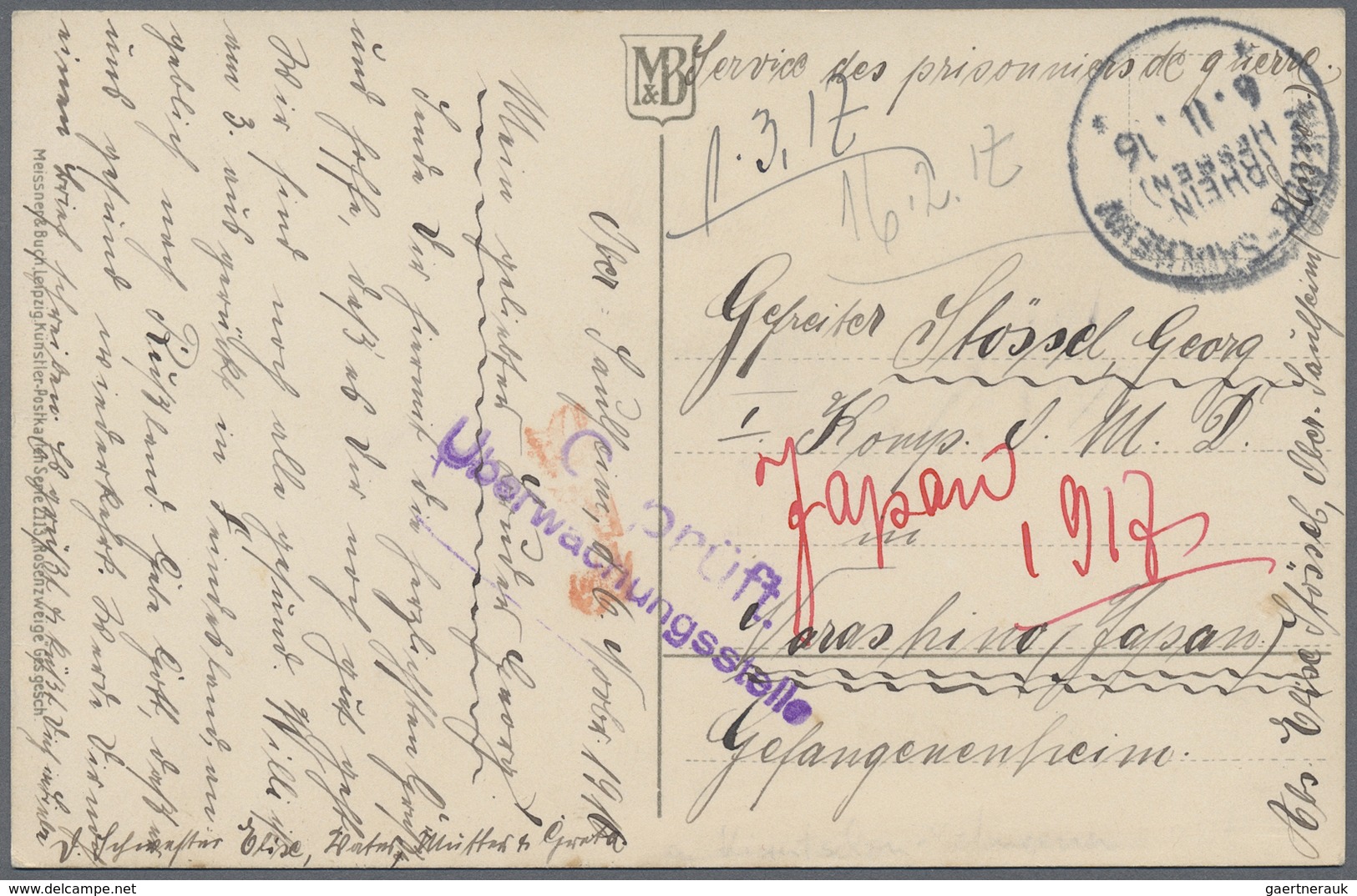 Br/ Lagerpost Tsingtau: Narashino, 1915/19, Eight Items: Money Letter Envelope Insured For Y.5.54 Send B - China (offices)