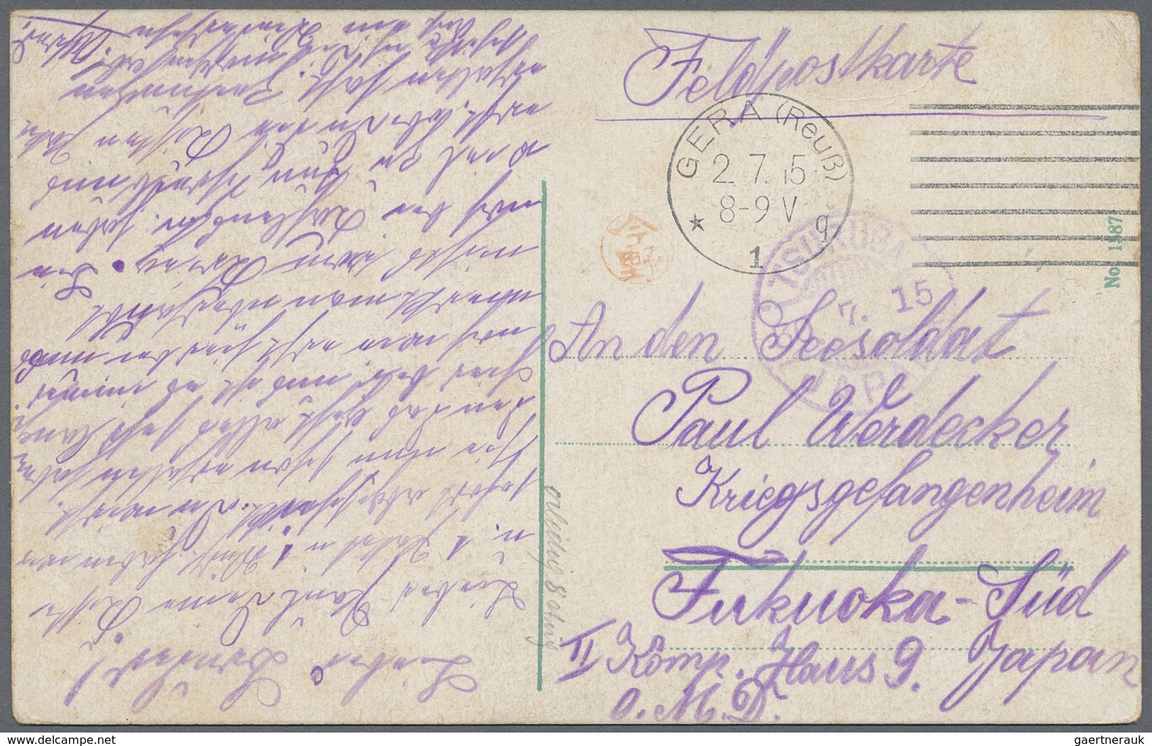 /Br Lagerpost Tsingtau: Fukuoka, 1915/18, Ppc (11) Or Cover (1) Inc. Inbound Card From Germany 1915 (han - Chine (bureaux)