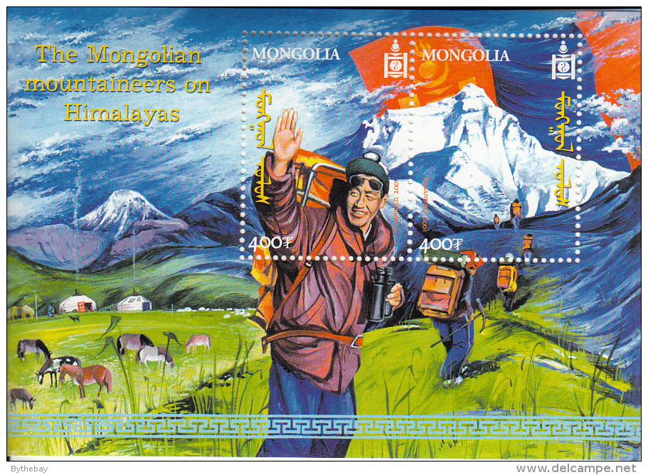 Mongolia 2001 MNH Scott #2486 Sheet Of 2 400t Mongolian Mountaineers - Mongolie