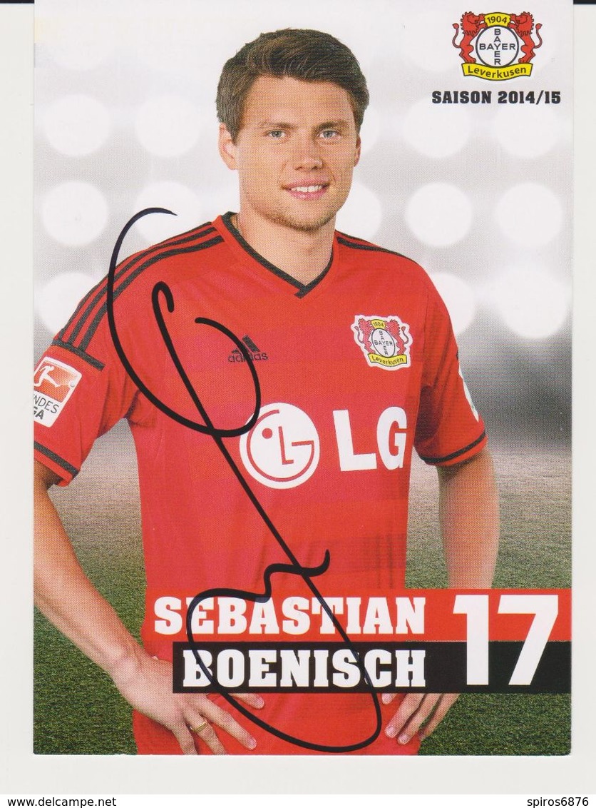 Original Football Autograph Card SEBASTIAN BOENISCH German Bundesliga 2014 / 15 BAYER LEVERKUSEN - Autógrafos