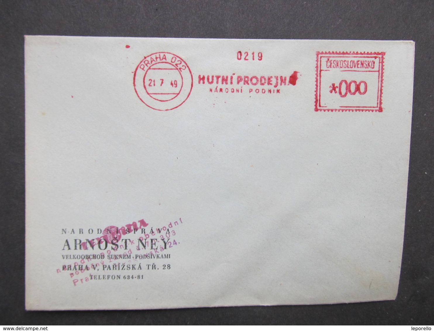 BRIEF Praha 022 Hutni Prodejna 1949 Frankotype Freistempel Postfreistempel /// N2804 - Briefe U. Dokumente