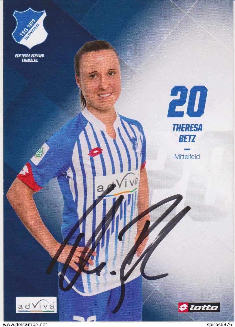 Original Women Football Autograph Card THERESA BETZ Frauen Bundesliga 2015 / 16 TSG HOFFENHEIM - Autographes