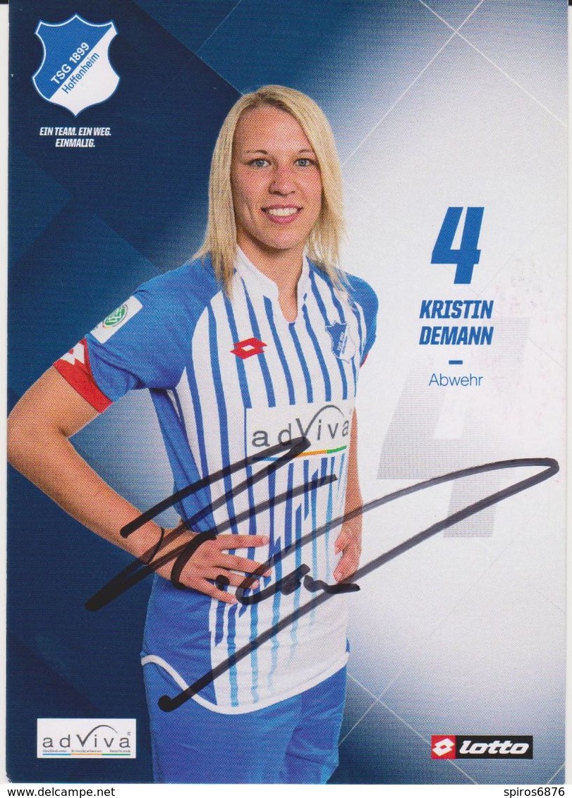 Original Women Football Autograph Card KRISTIN DEMANN Frauen Bundesliga 2015 / 16 TSG HOFFENHEIM - Autogramme