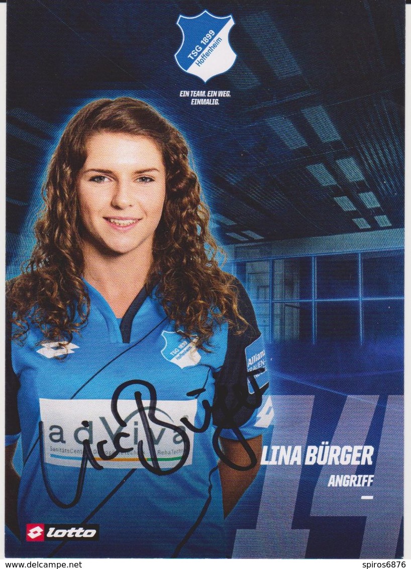 Original Women Football Autograph Card LINA BURGER Frauen Bundesliga 2016 / 17 TSG HOFFENHEIM - Autographes