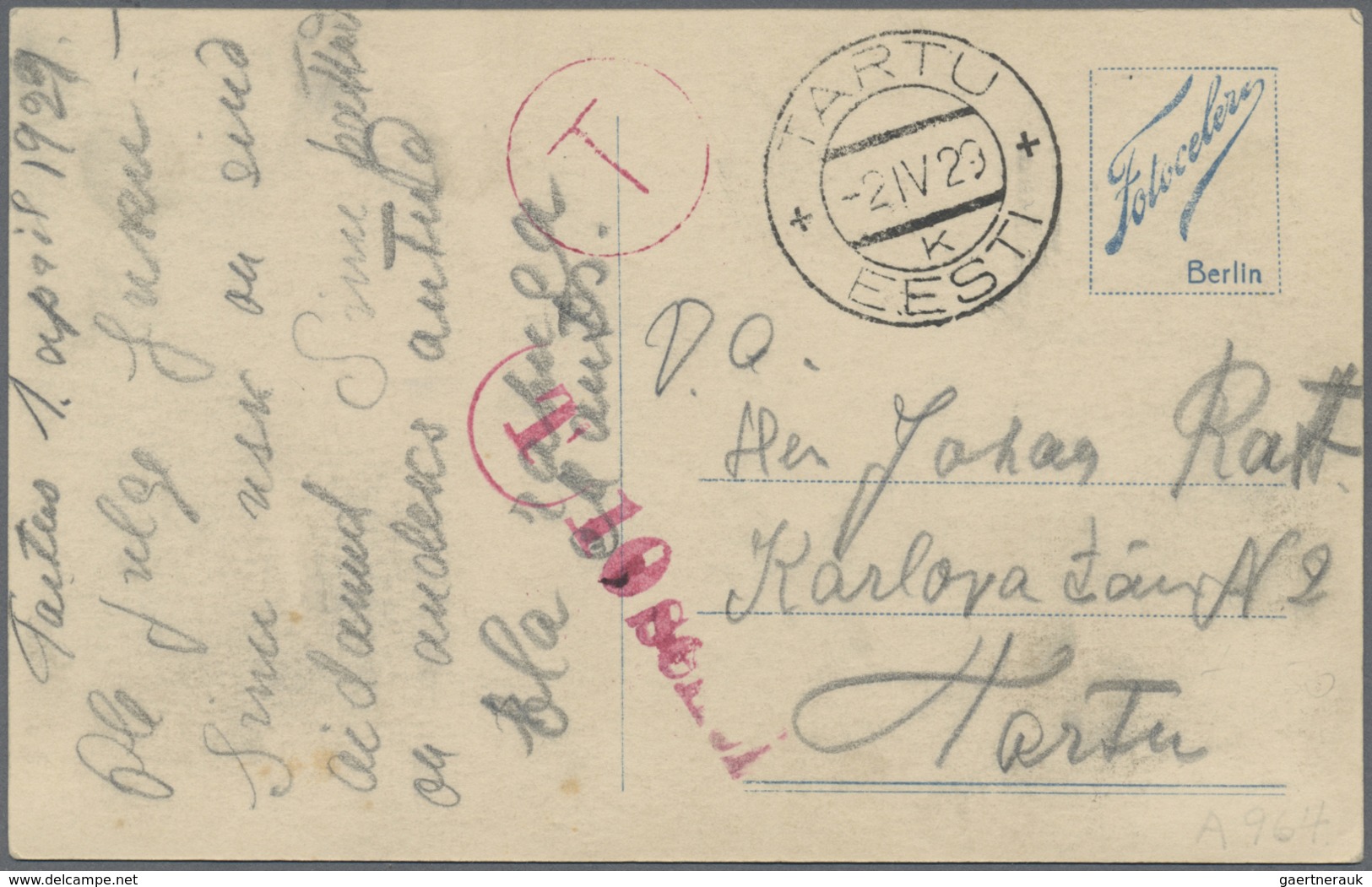 Br Estland: 1919/1940, Kleine Sammlung Mit Fast 30 Briefen Und Karten Inkl. Incoming Mail (u.a. Luftpos - Estonie