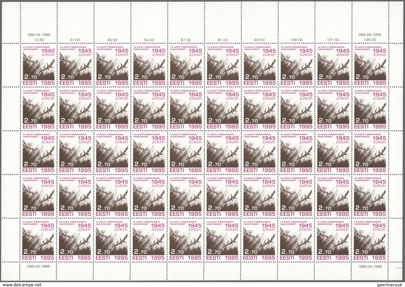 ** Estland: 1994/2000, Stock Of The Europa Issues In The Following Amounts: 1994 (Michel No. 233/234) 2 - Estonie