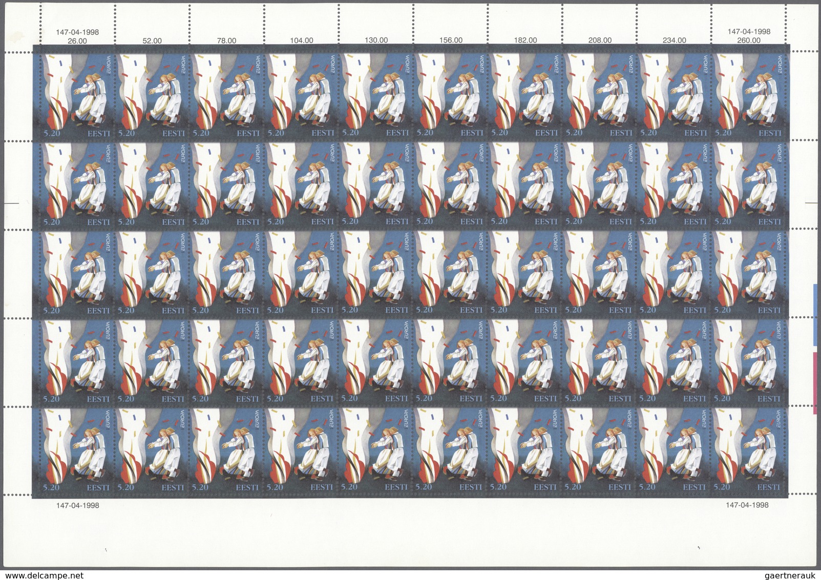 ** Estland: 1994/2000, Stock Of The Europa Issues In The Following Amounts: 1994 (Michel No. 233/234) 2 - Estonie