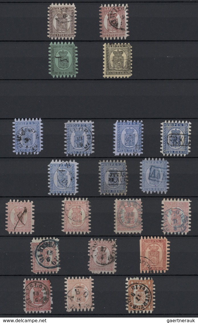 O/*/** Finnland: 1856/1940 (ca.), Used And Mint Collection In A Stockbook, From 1856 10kop. Carmine, Roulet - Covers & Documents