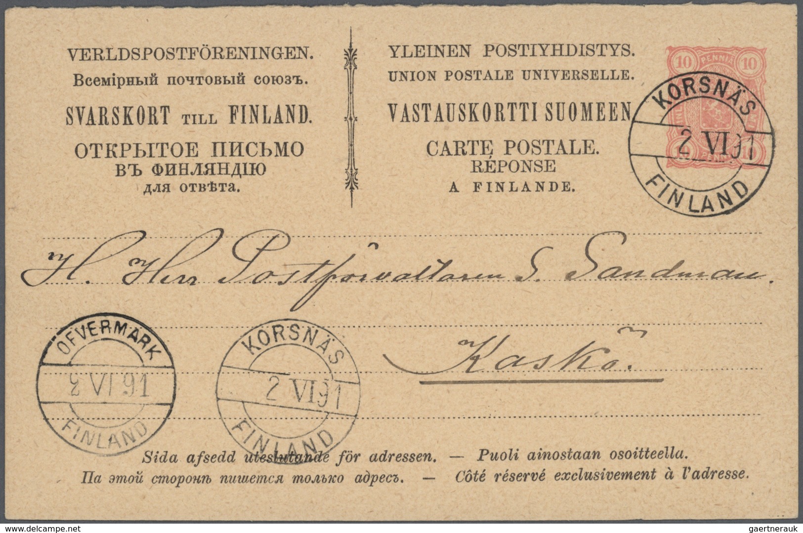 GA Finnland - Ganzsachen: 1872/99 (ca.), Very Fine Collection Of Ca. 41 Old Postal Stationeries Includi - Entiers Postaux