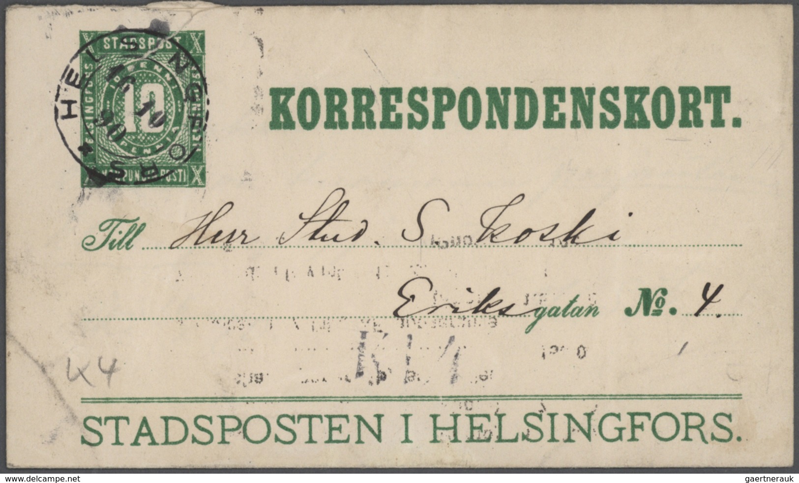 GA/Br Finnland - Ganzsachen: 1874/1940, lot of ca. 50 used postal stationery postcards and covers with man