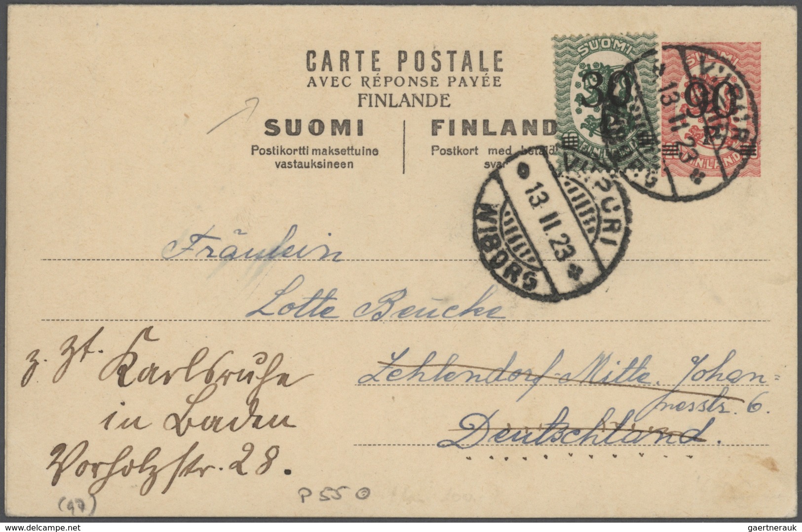 GA/Br Finnland - Ganzsachen: 1874/1940, lot of ca. 50 used postal stationery postcards and covers with man