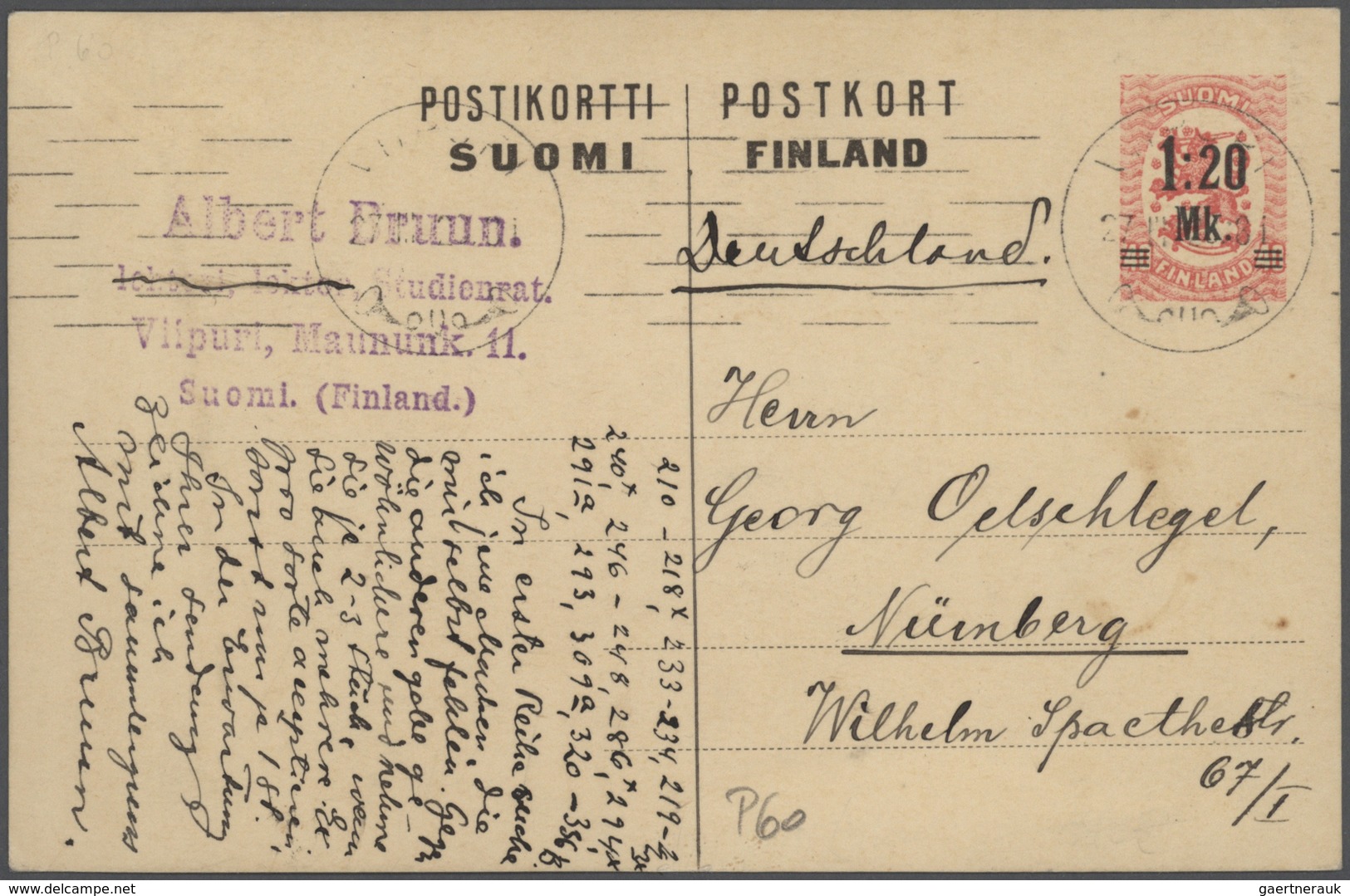 GA/Br Finnland - Ganzsachen: 1874/1940, lot of ca. 50 used postal stationery postcards and covers with man
