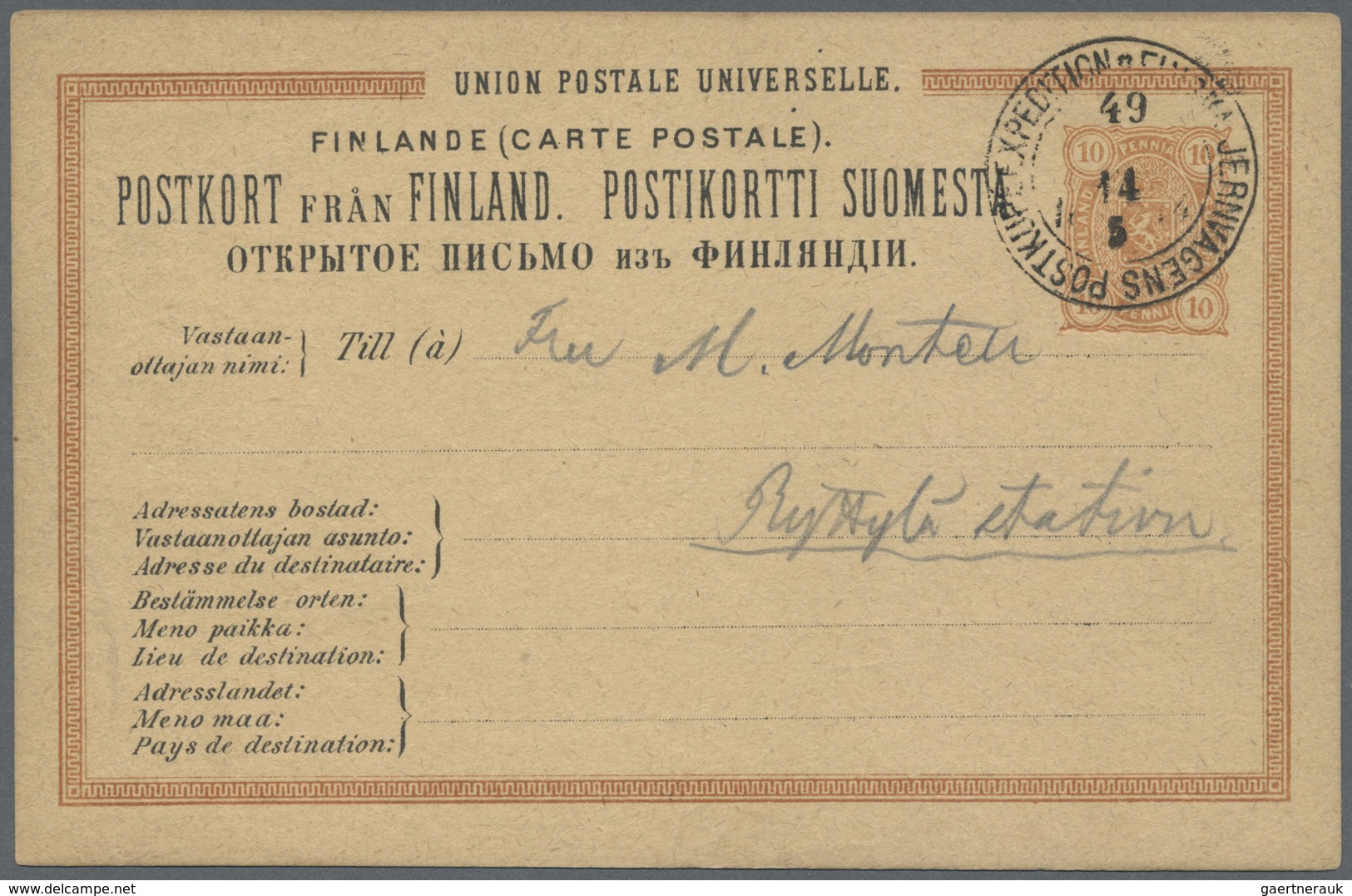 Br/GA Finnland - Stempel: 1880/1950, Gut 1000 Belege Mit Schwerpunkt Bei Den Stempeln. Dabei Paketkarten A - Autres & Non Classés