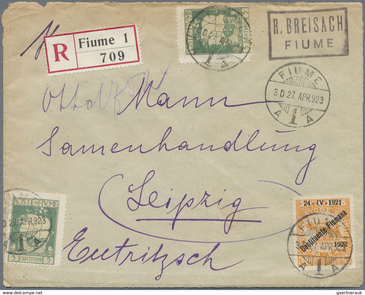 Br Fiume: 1918/1924: Album With 49 Letters And Post Cards, Starting With The Early Overprints On Hungar - Fiume