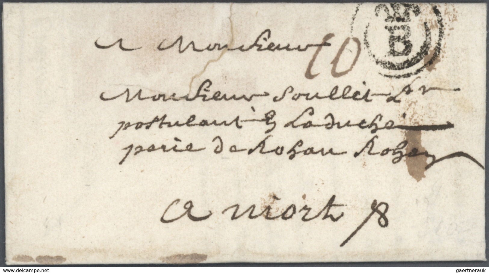 Br Frankreich - Vorphilatelie: 1744/1791 Ca., Useful Lot Of 160 Folded Letters With Cancellations Of Th - 1792-1815: Départements Conquis