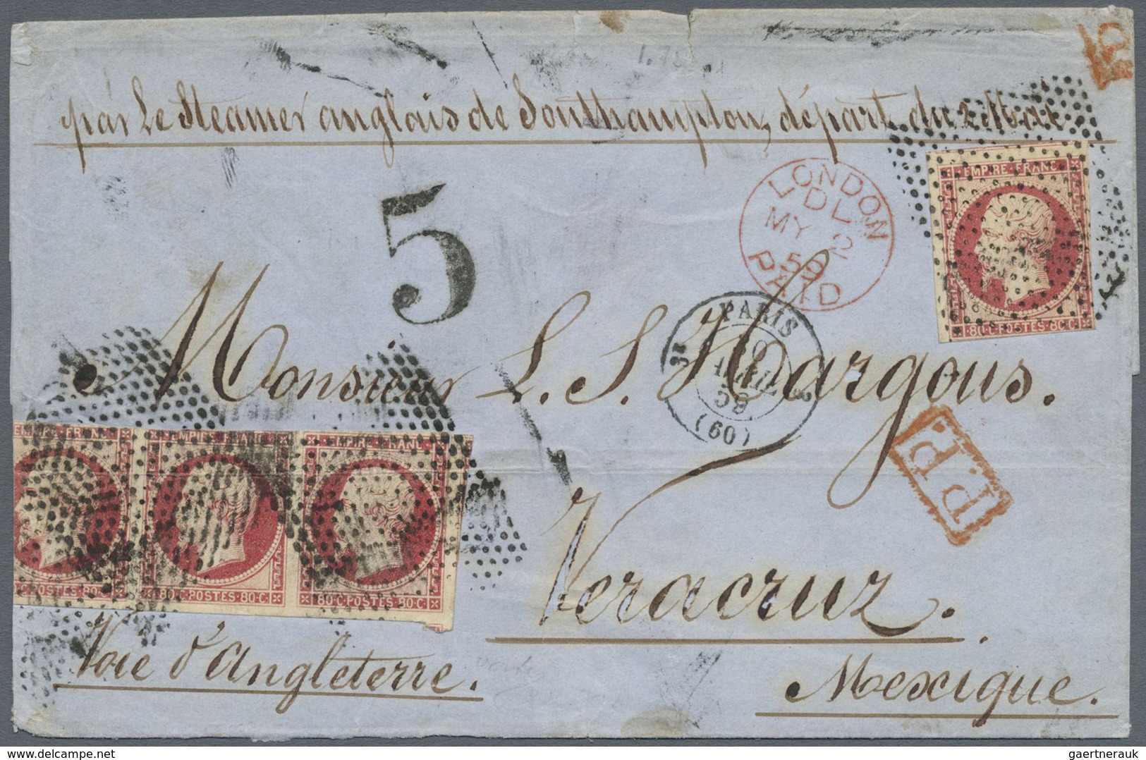 Br Frankreich: 1834/1881, Mail To (from) Mexico, Group Of Twelve Entires, Slightly Varied Condition/pos - Oblitérés