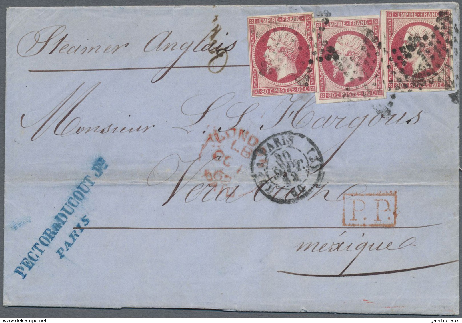 Br Frankreich: 1834/1881, Mail To (from) Mexico, Group Of Twelve Entires, Slightly Varied Condition/pos - Oblitérés