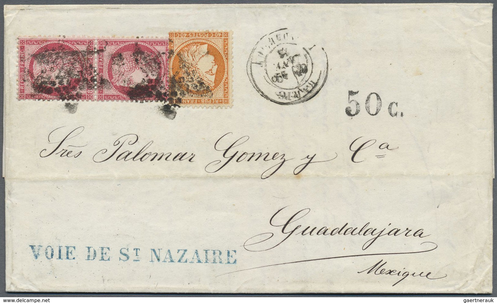 Br Frankreich: 1834/1881, Mail To (from) Mexico, Group Of Twelve Entires, Slightly Varied Condition/pos - Oblitérés