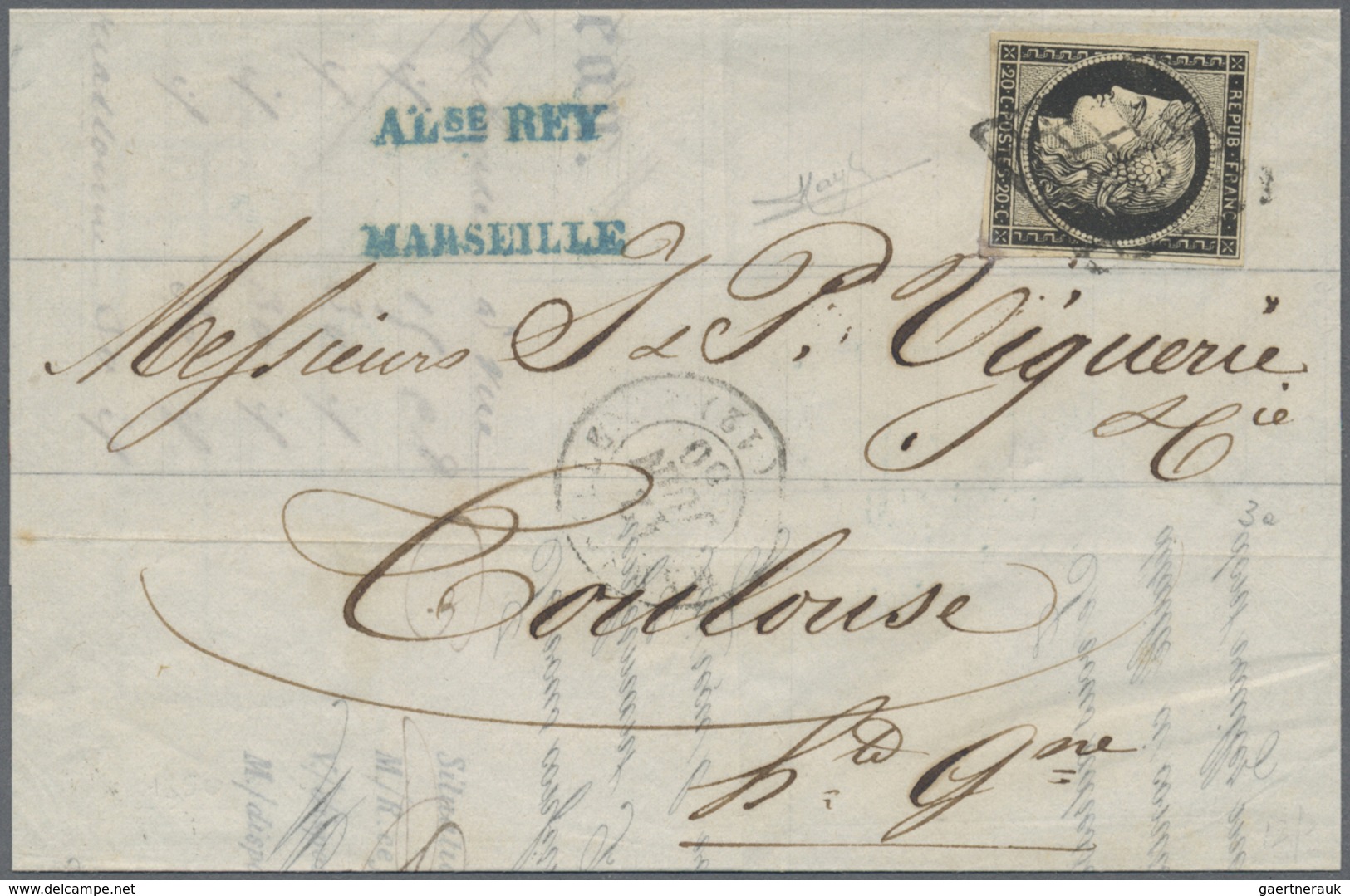 Br Frankreich: 1849/1852, CERES, Group Of Twelve Entires Bearing Frankings 20c. Black And 25c. Blue, Sh - Oblitérés