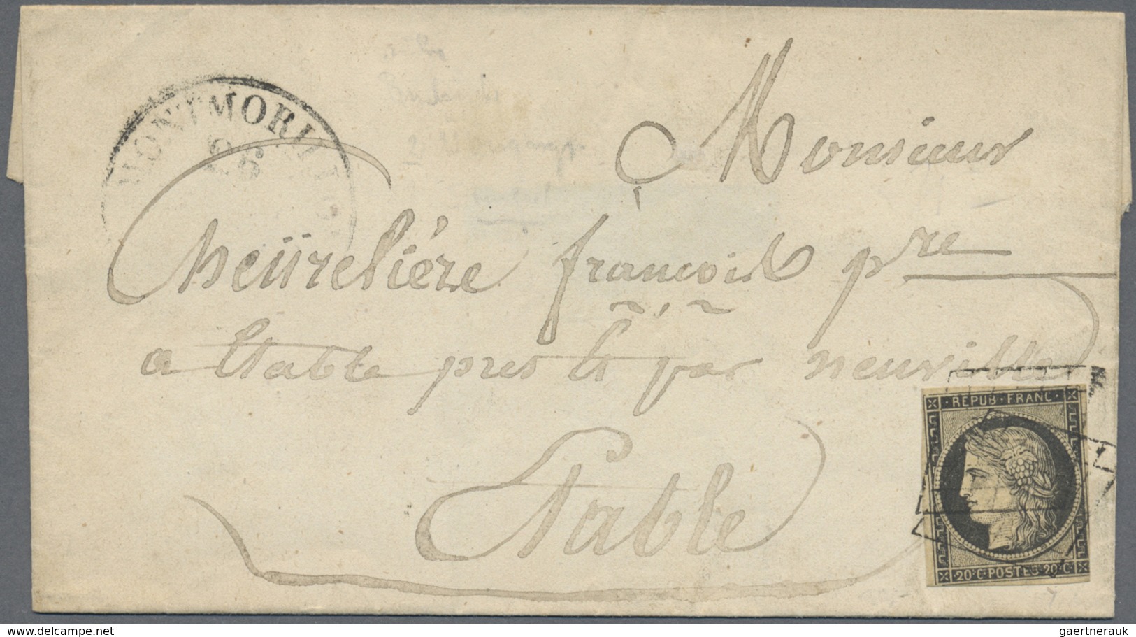 Br Frankreich: 1849/1852, CERES, group of twelve entires bearing frankings 20c. black and 25c. blue, sh