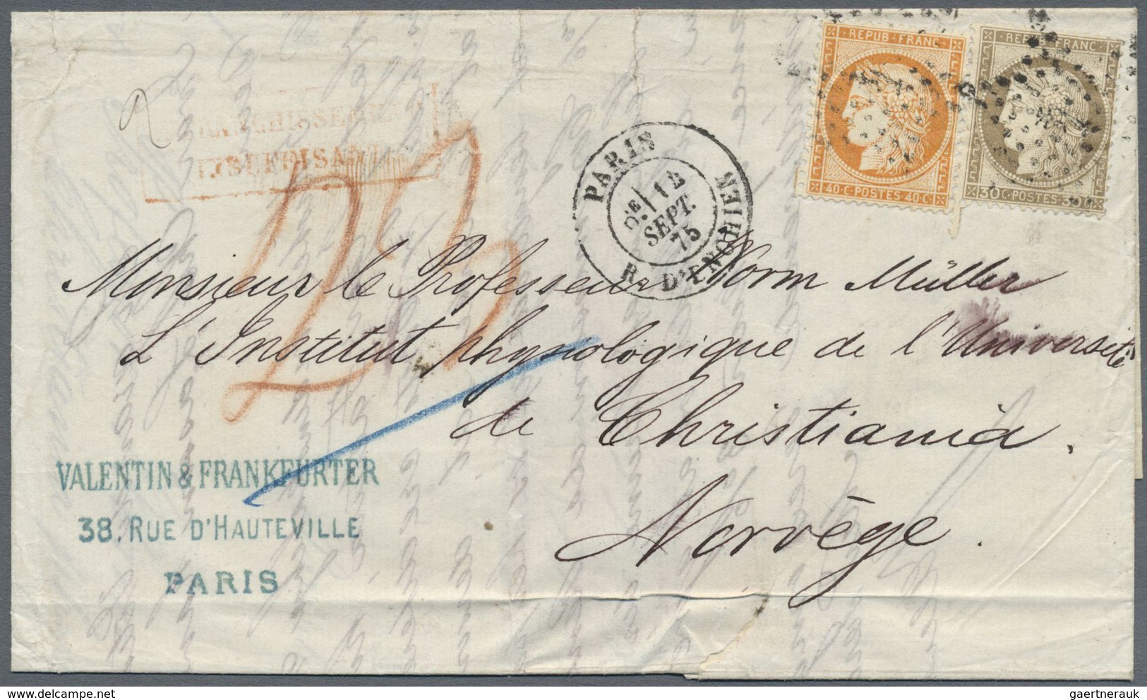 Br Frankreich: 1853/1925, group of 28 covers/cards, varied condition/postal wear, comprising mail to fo