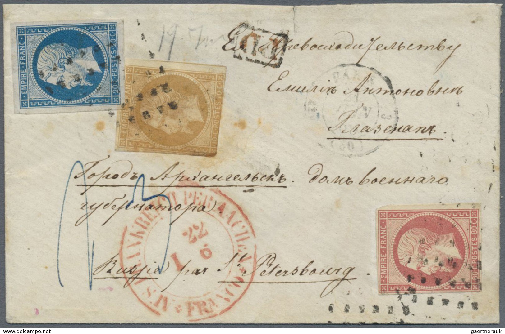 Br Frankreich: 1853/1925, group of 28 covers/cards, varied condition/postal wear, comprising mail to fo