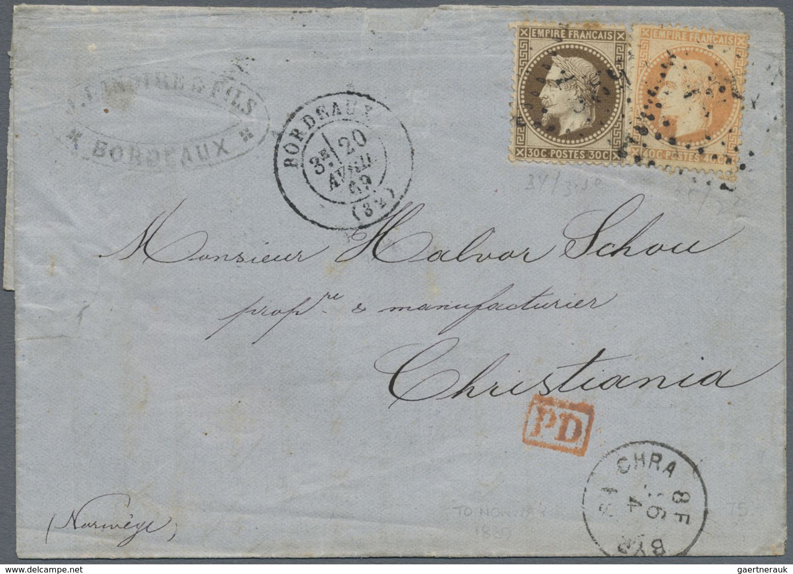 Br Frankreich: 1853/1925, group of 28 covers/cards, varied condition/postal wear, comprising mail to fo