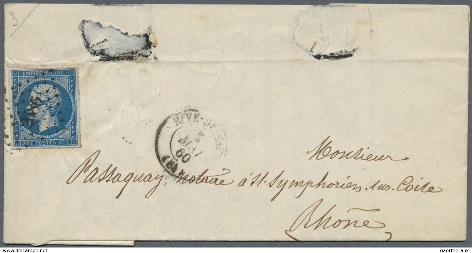 Br Frankreich: 1853/1861, NAPOLEON, Group Of Six Covers Incl. Better Shades (dark Blue And Blue On Gree - Oblitérés