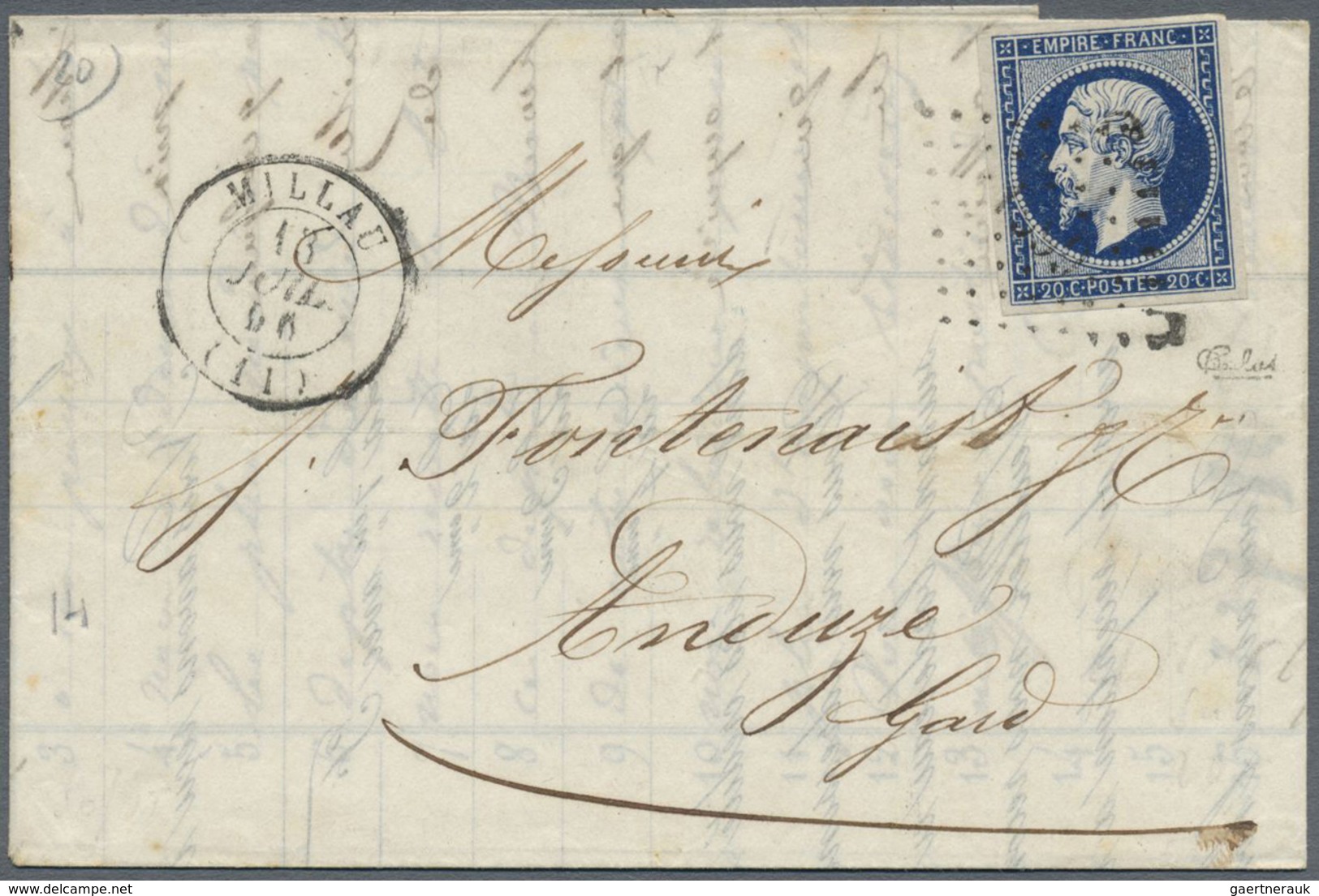 Br Frankreich: 1853/1861, NAPOLEON, Group Of Six Covers Incl. Better Shades (dark Blue And Blue On Gree - Oblitérés