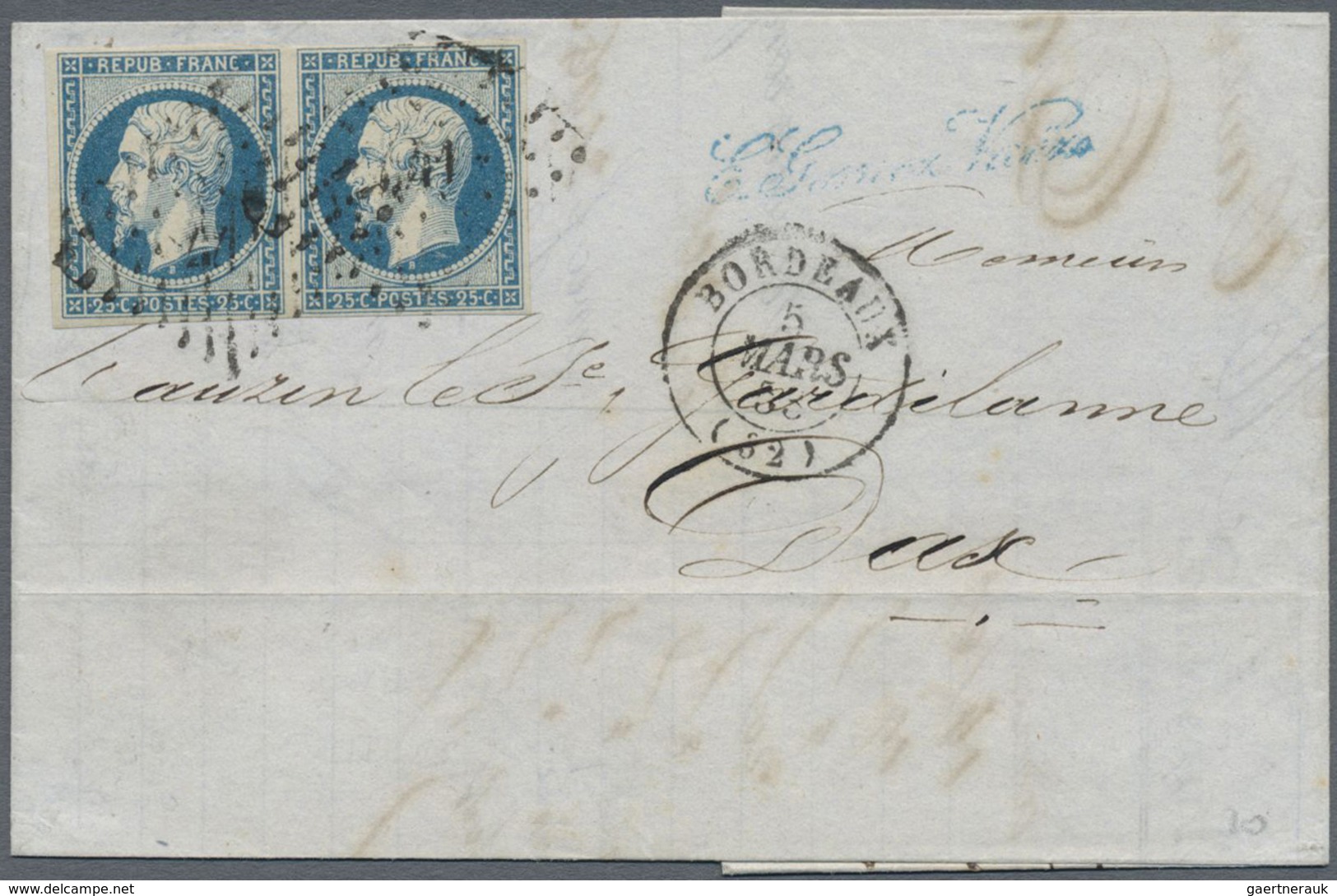 Br Frankreich: 1853/1861, NAPOLEON, Group Of Six Covers Incl. Better Shades (dark Blue And Blue On Gree - Oblitérés