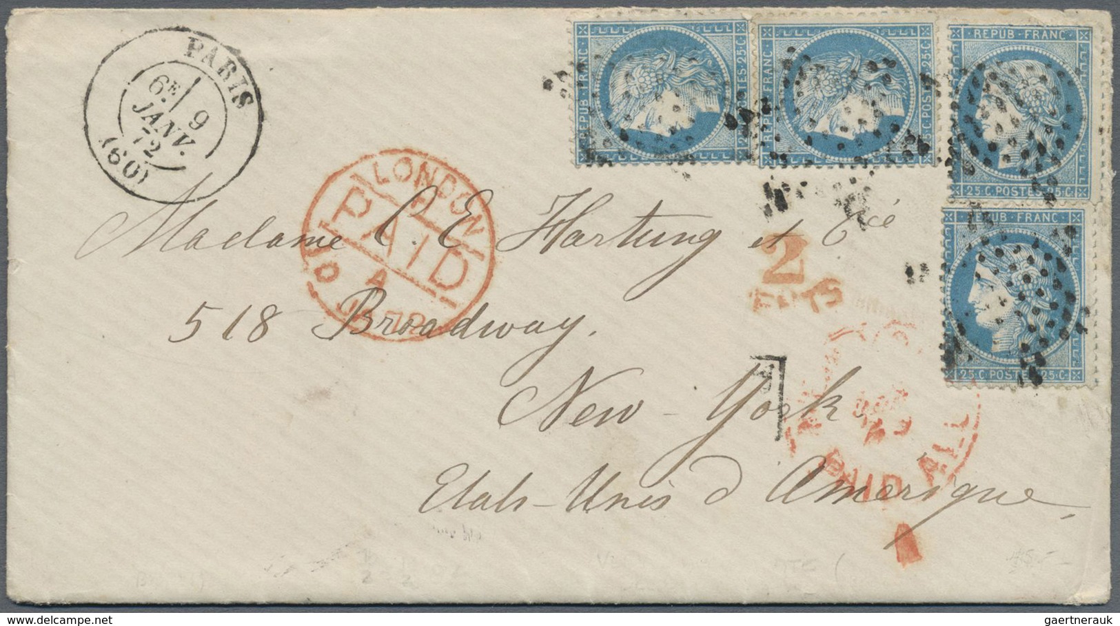 Br Frankreich: 1856/1975, Mail To USA, Holding Of Apprx. 70 Entires To USA Bearing Frankings Ceres And - Oblitérés