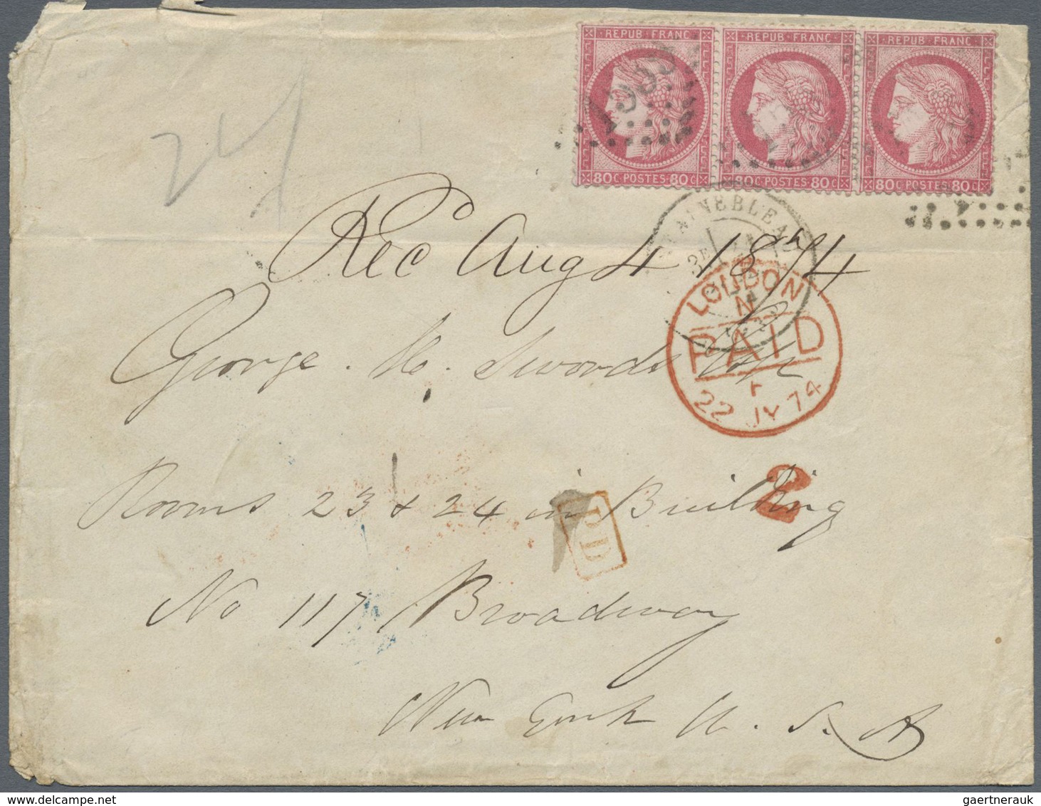 Br Frankreich: 1856/1975, Mail To USA, Holding Of Apprx. 70 Entires To USA Bearing Frankings Ceres And - Oblitérés