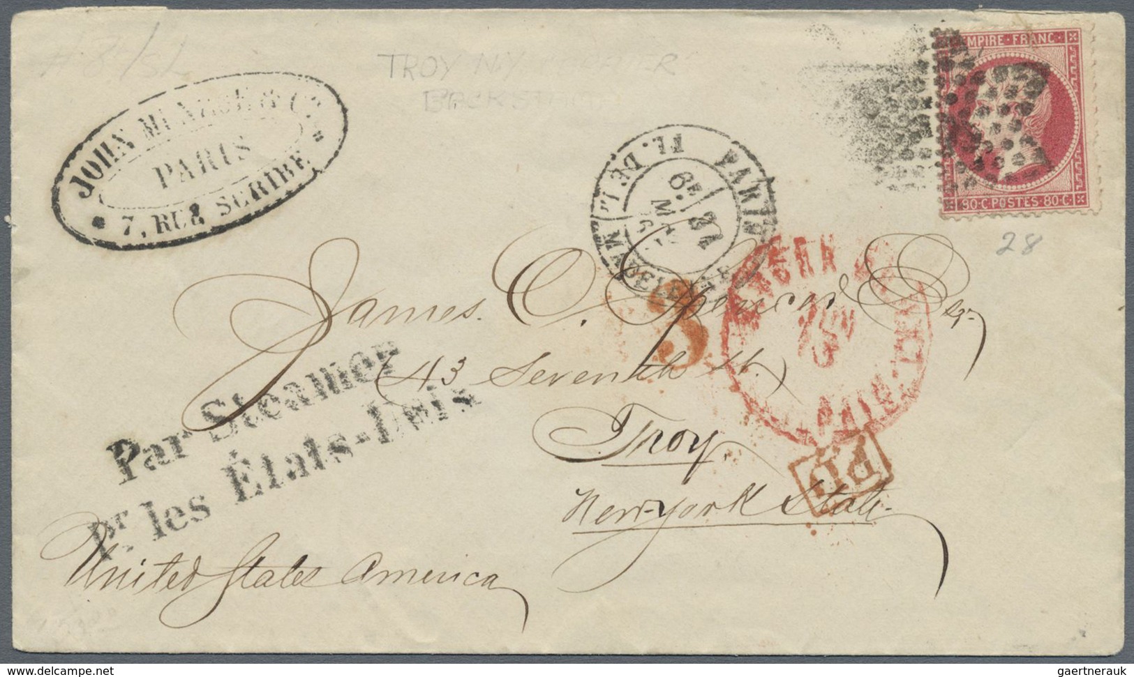 Br Frankreich: 1856/1975, Mail To USA, Holding Of Apprx. 70 Entires To USA Bearing Frankings Ceres And - Oblitérés