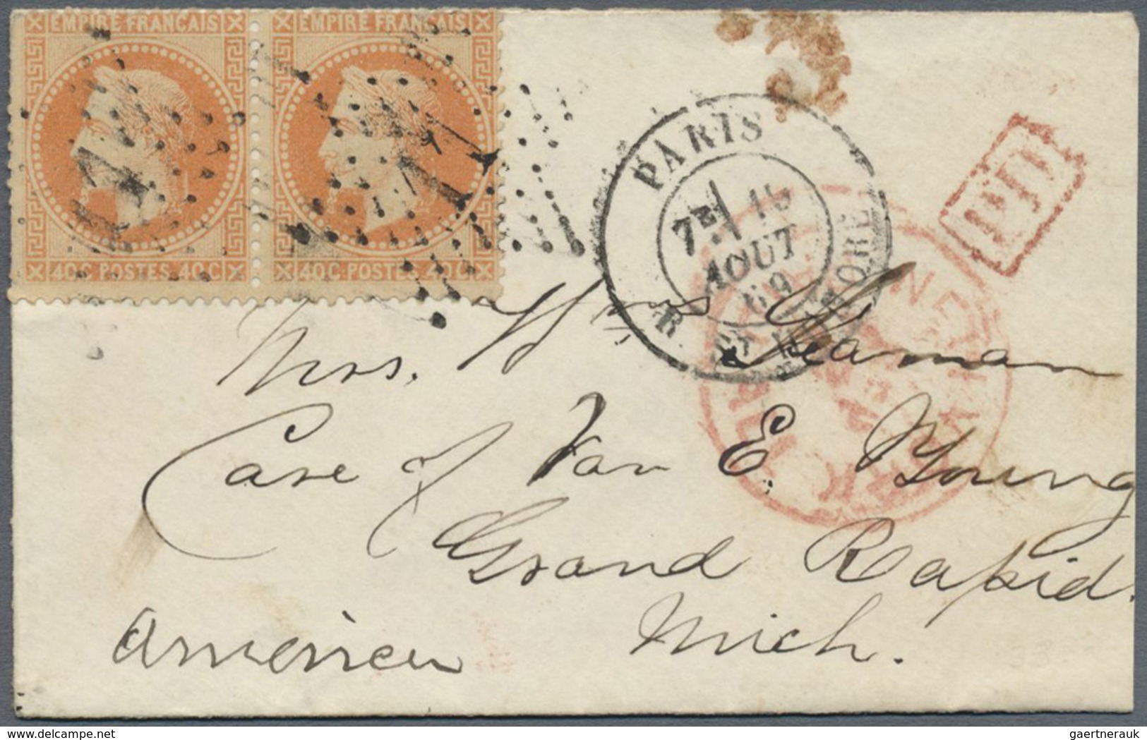 Br Frankreich: 1856/1975, Mail to USA, holding of apprx. 70 entires to USA bearing frankings Ceres and