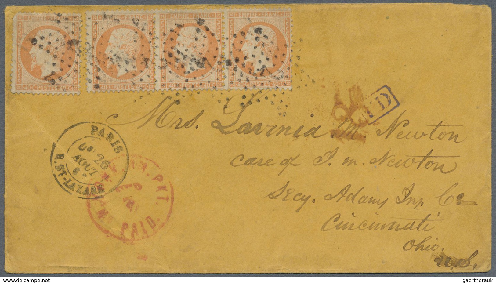 Br Frankreich: 1856/1975, Mail to USA, holding of apprx. 70 entires to USA bearing frankings Ceres and