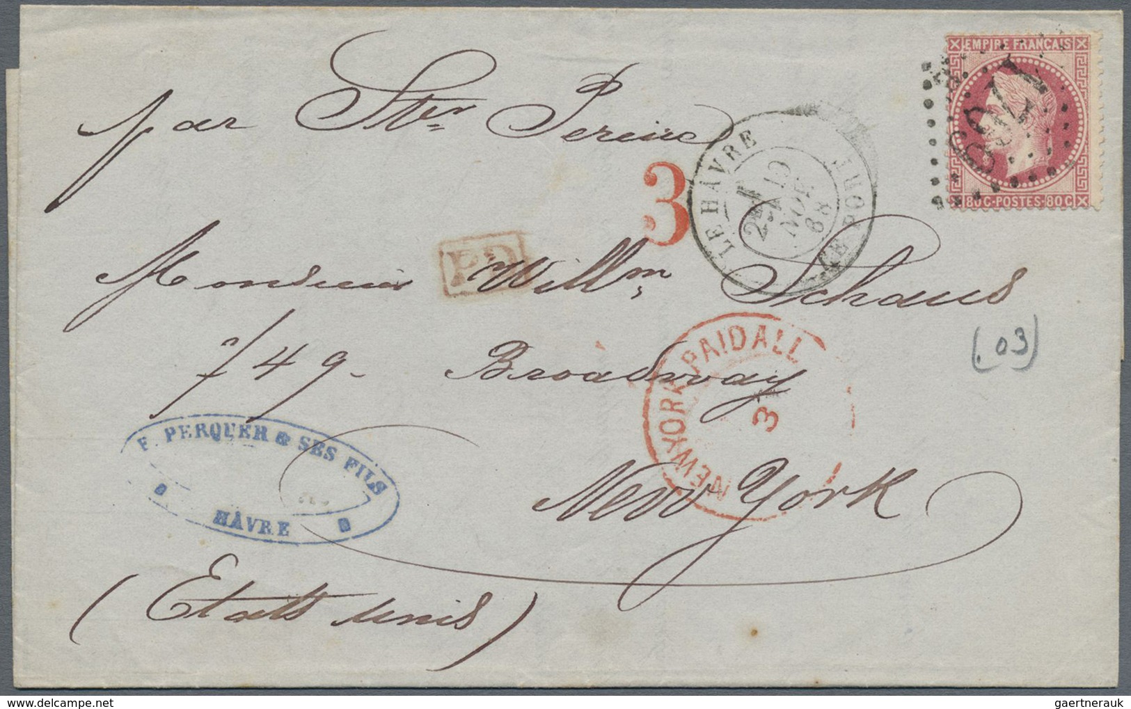 Br Frankreich: 1856/1975, Mail to USA, holding of apprx. 70 entires to USA bearing frankings Ceres and