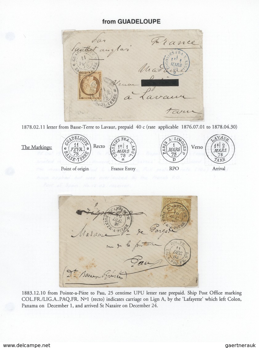 Br/GA Frankreich: 1857/1993, MAIL TO DESTINATIONS ABROAD (incl. a few incoming), collection of apprx. 185