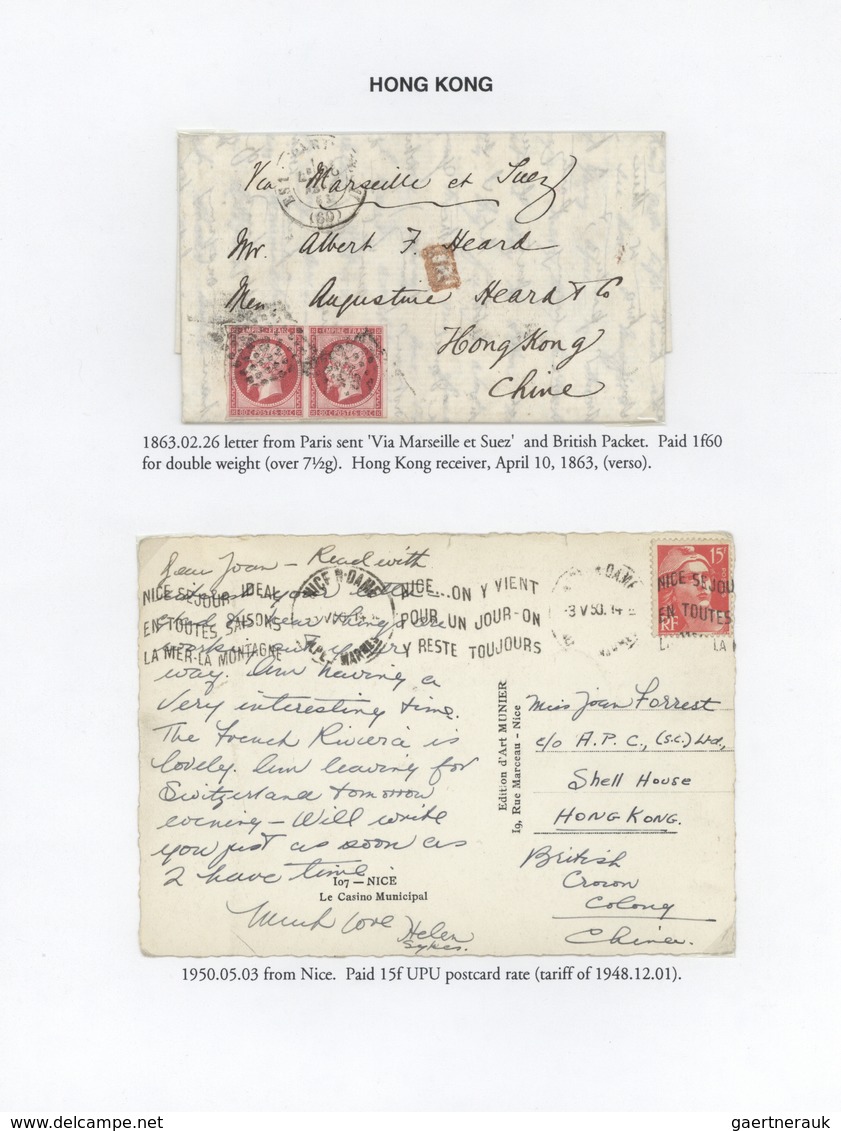 Br/GA Frankreich: 1857/1993, MAIL TO DESTINATIONS ABROAD (incl. a few incoming), collection of apprx. 185