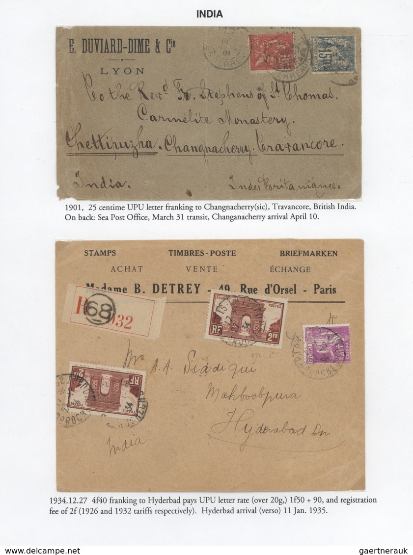 Br/GA Frankreich: 1857/1993, MAIL TO DESTINATIONS ABROAD (incl. a few incoming), collection of apprx. 185