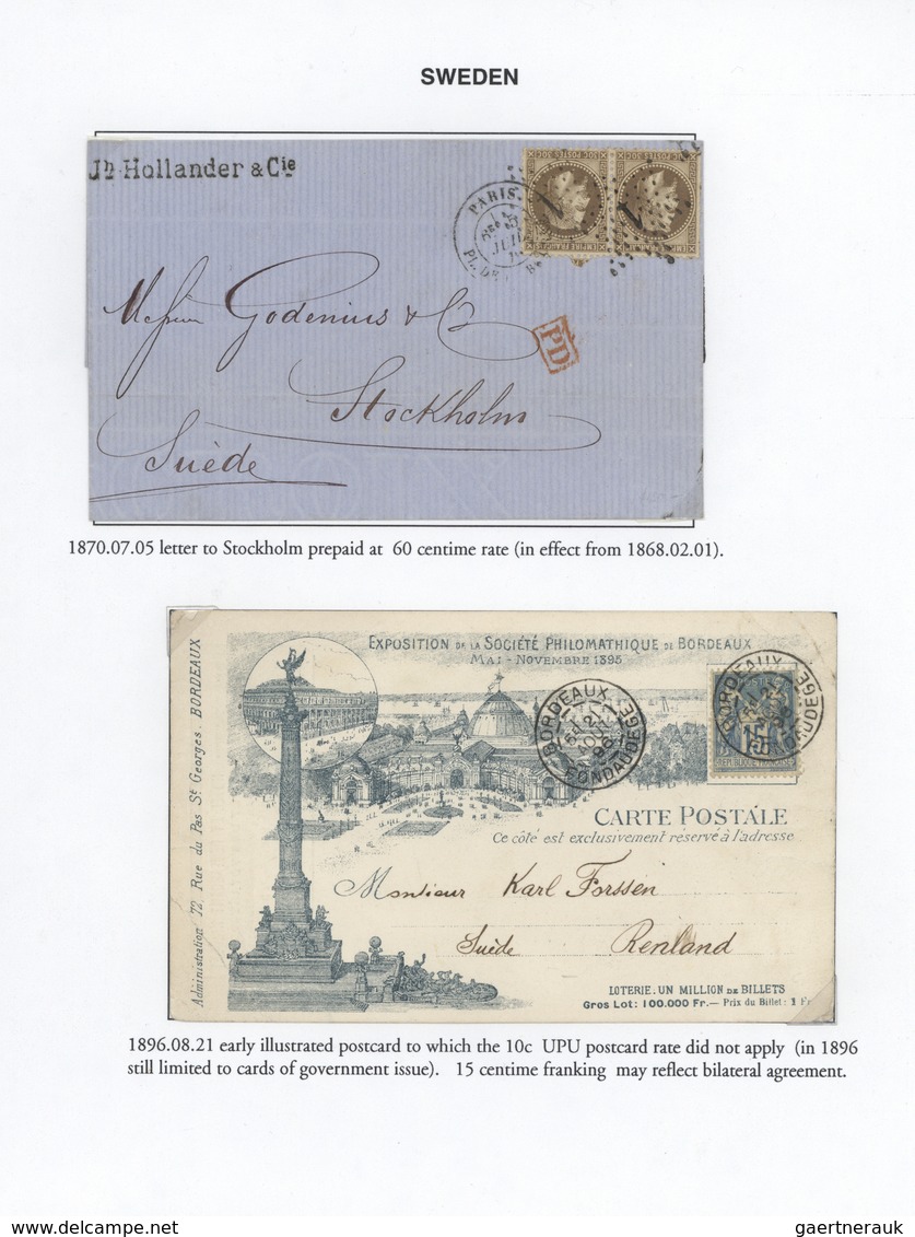 Br/GA Frankreich: 1857/1993, MAIL TO DESTINATIONS ABROAD (incl. a few incoming), collection of apprx. 185