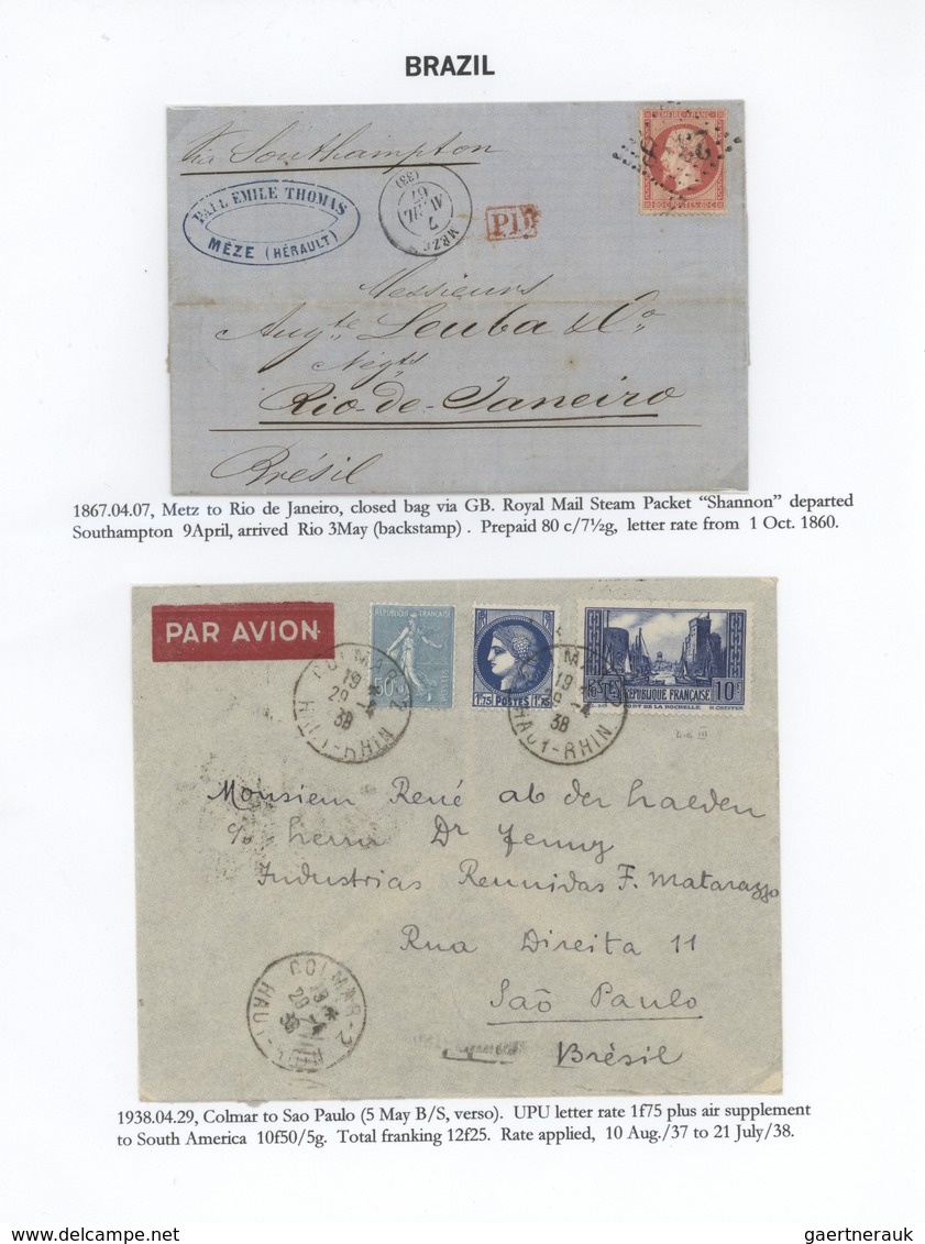 Br/GA Frankreich: 1857/1993, MAIL TO DESTINATIONS ABROAD (incl. a few incoming), collection of apprx. 185