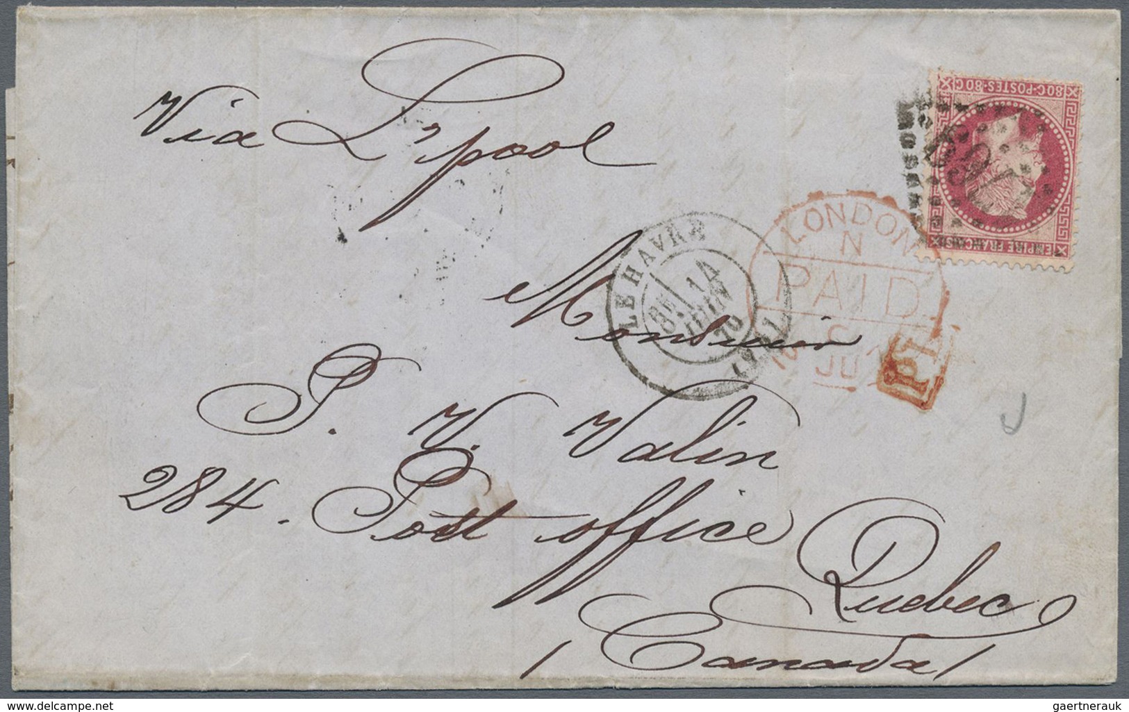 Br Frankreich: 1857/1956, Mail to Canada (incl. a few vice versa), holding of nearly 150 covers/cards,
