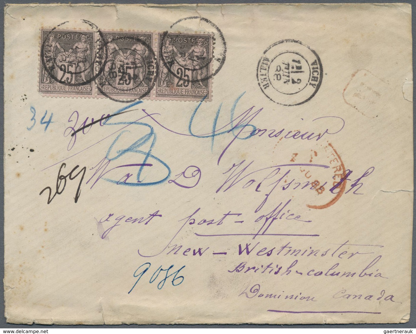 Br Frankreich: 1857/1956, Mail to Canada (incl. a few vice versa), holding of nearly 150 covers/cards,