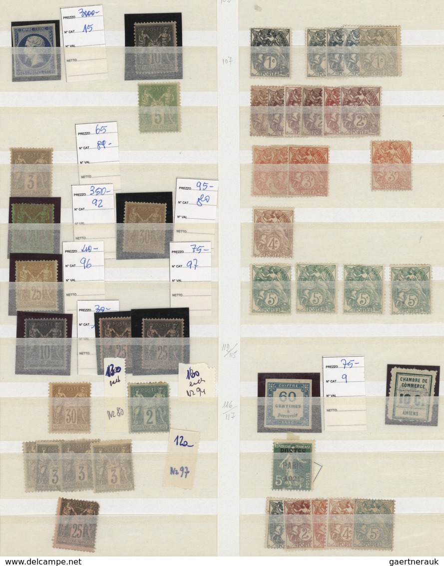 **/*/(*) Frankreich: 1860/1960 (ca.), Mint Stock In An Album, Well Filled Throughout, Some Better Stamps Of C - Oblitérés