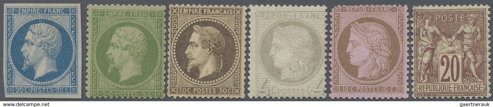 * Frankreich: 1860/1876, Mint Lot Of Six Better Stamps, Slightly Varied Condition, Comprising Michel N - Oblitérés