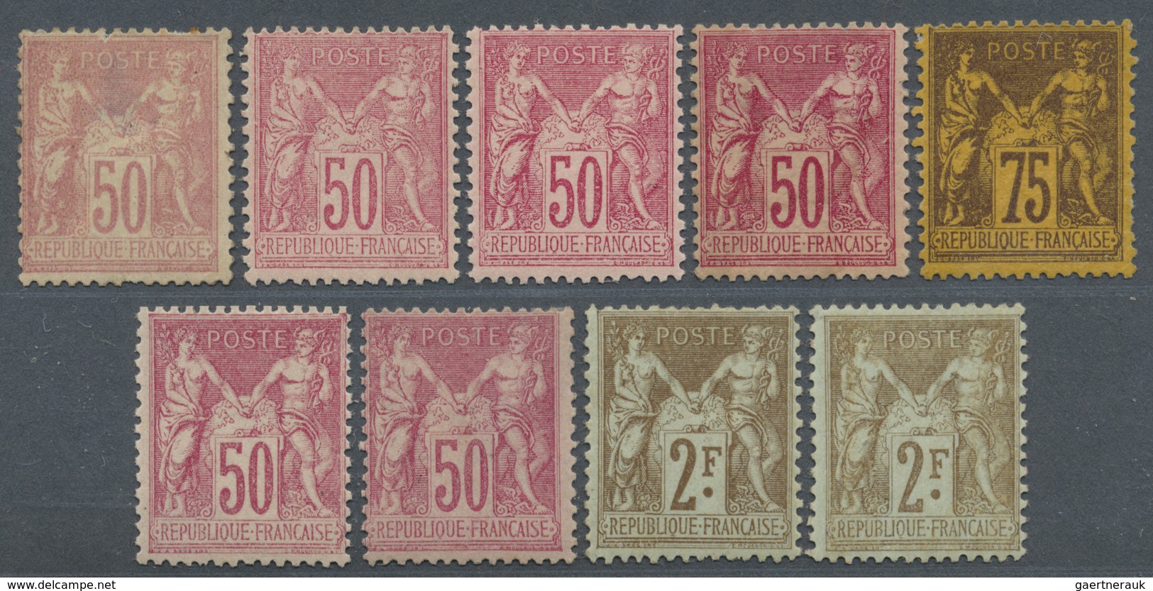 O/(*)/* Frankreich: 1876/1900 (ca.), Spezialisierte Partie Der Ausgaben ALLEGORIE Mit Farben, Typen, Stempel - Oblitérés