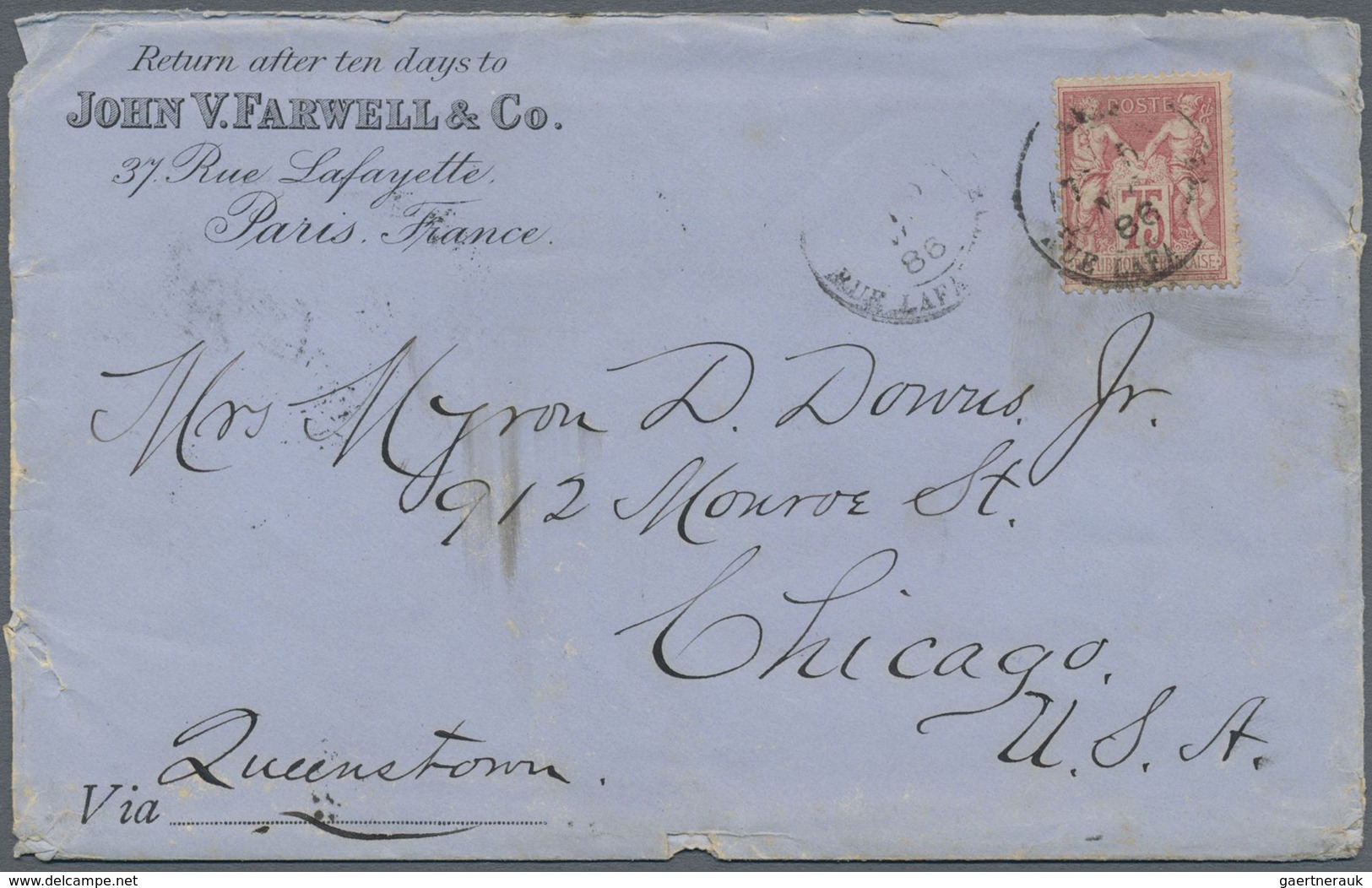 Br Frankreich: 1880/1980 (ca.), Mail to USA, holding of more than 400 (mainly commercial) covers/cards,