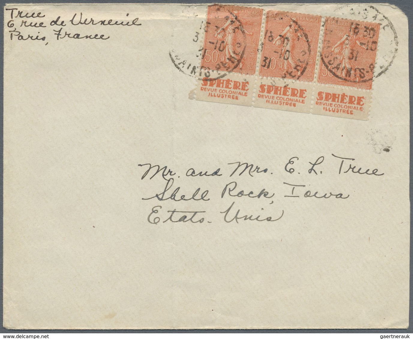 Br Frankreich: 1880/1980 (ca.), Mail to USA, holding of more than 400 (mainly commercial) covers/cards,